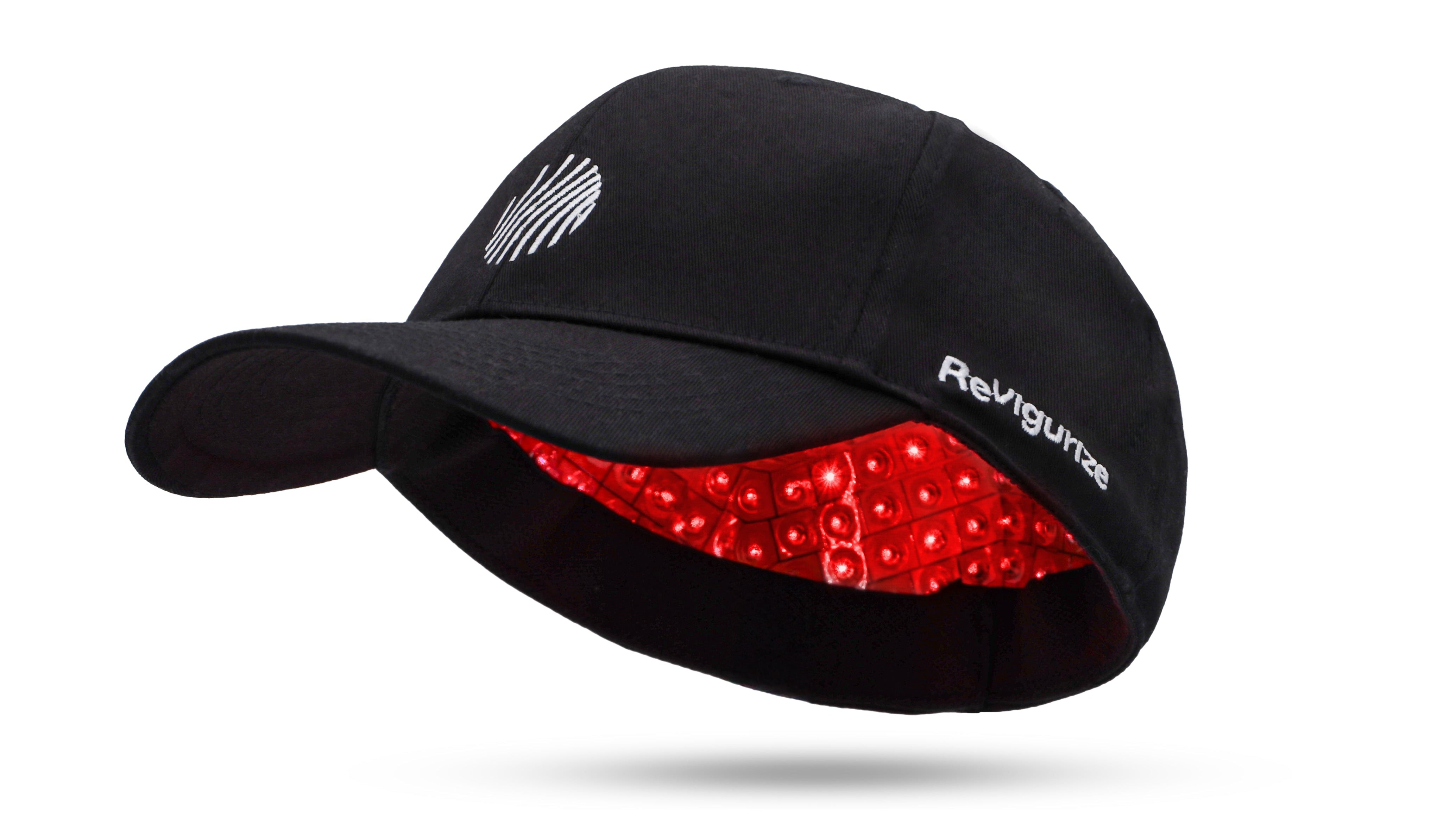 Professionele productfoto van de lichtgewicht (210g) Revigurize Active Hair Cap lasertherapie.
